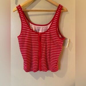 Pilcro Red and White Striped Tank Top